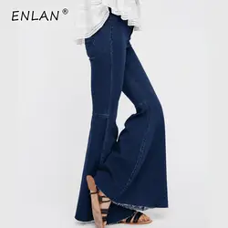 Широкие джинсы для женщин для 2018 осень зима Европейский модные Slim Fit Длинные брюки девочек женские джинсовые высокая талия расклешенные