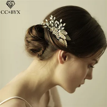 

CC Hair Comb Handmade Protein Drill Beads Leaf Romantic Flower Wedding Hair Accessories For Bridal Crown Engagement Jewelry O829