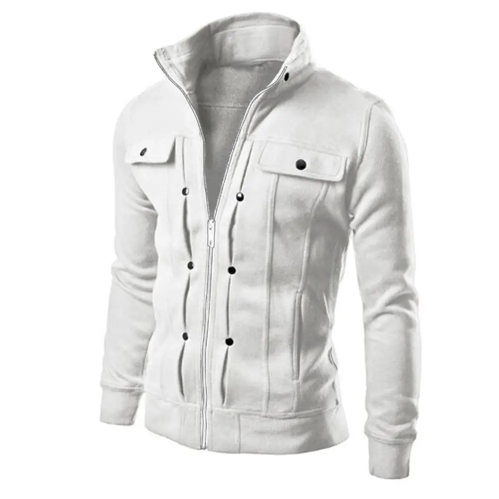 Модная Высококачественная Мужская куртка на каждый день, весна-осень, Приталенный кардиган с отворотом размера плюс, мужские куртки#4D05# F - Цвет: Белый