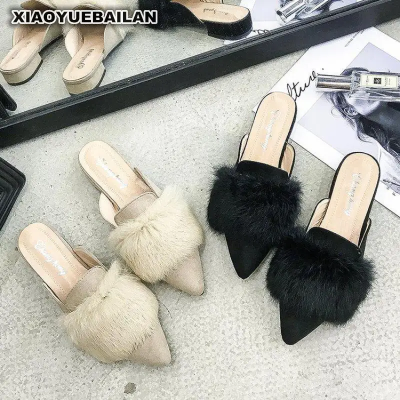 

Baotou Semi Trailer Female 2018 New The Coarse Hair And Cool Shoes Women Shoes9.12