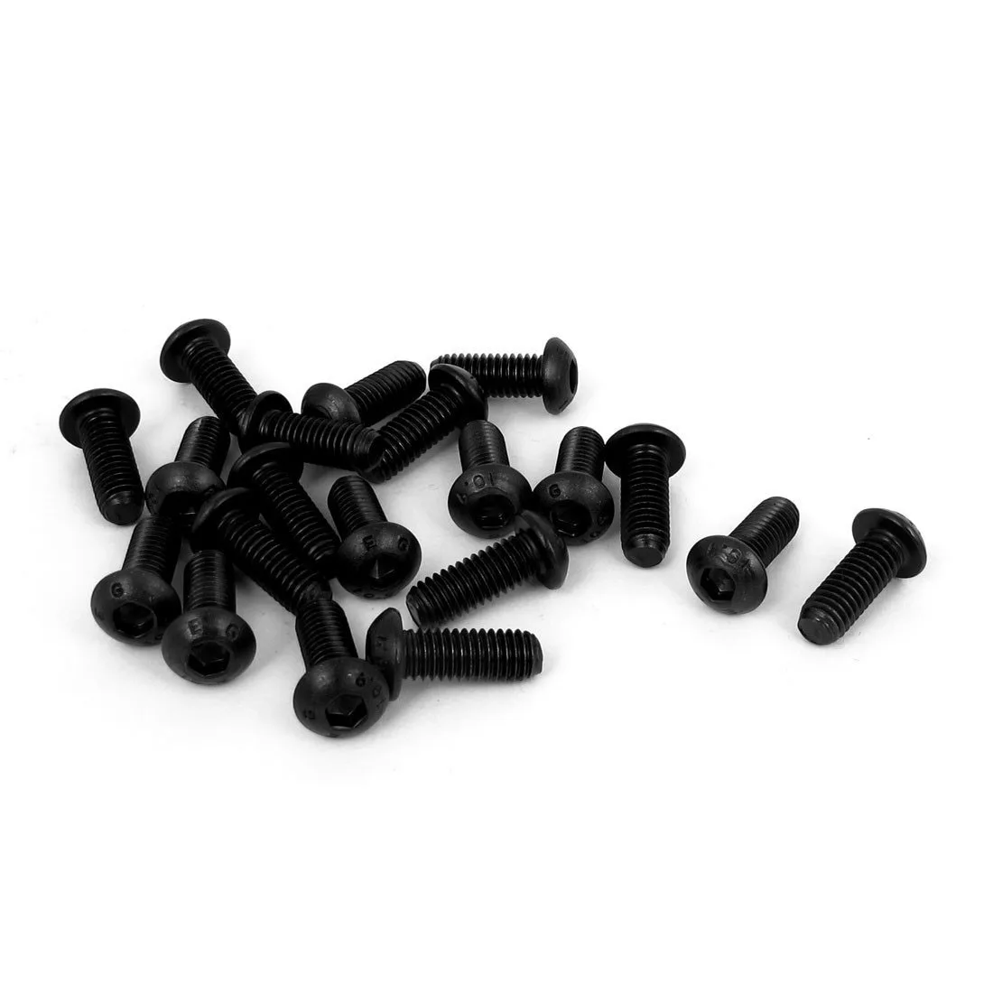 

20 PCS M6 x 16mm Hex Socket Button Head Screws Black Alloy Steel Hexagon socket button head screws round head cap Hex screw