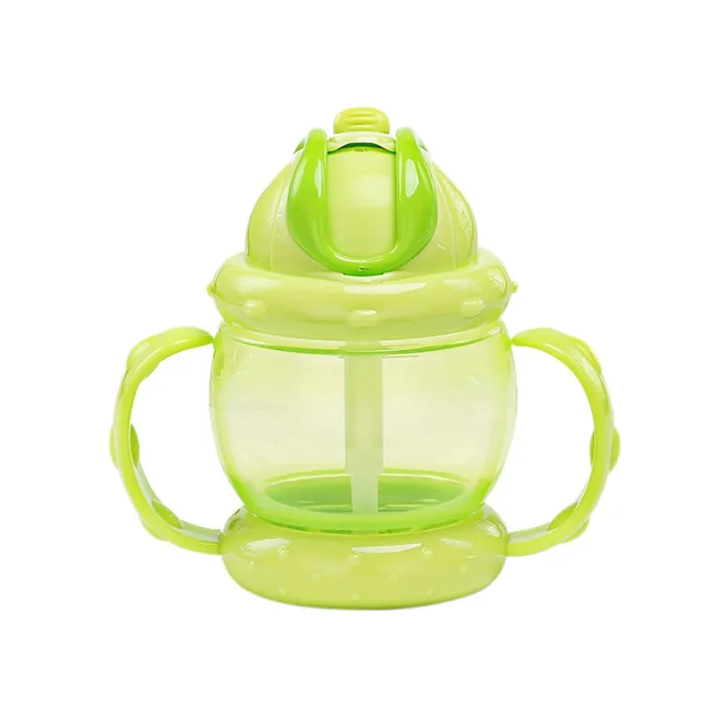 Кормления малыша бутылка для воды обучения питью, удовлетворяет требования Закона о рукоятки чашек высокое могут Дети новорожденных PP соломы кружка-непроливайка - Цвет: Зеленый