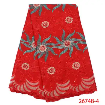 

Latest Qaulity Embroidered Fabrics Sample Swiss Cotton Lace Materials Trim Embroidery QF2674B-4