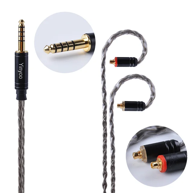 Yinyoo Brown 8 Core Silver Plated Upgraded Cable 2.5/3.5/4.4mm Balanced Cable With MMCX/2pin Connector For HQ5 HQ6 ZS10 ZS6 ES4