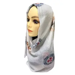 Взрослых мусульманский хиджаб шарф Новый Хиджаб хлопок вышивка Для женщин шарф Высокое качество головы тюрбаны для Для женщин хиджабы с