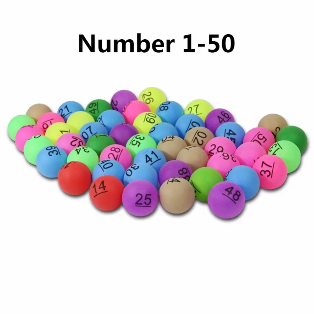 50pcs/pack Colorful Entertainment Ping Pong Balls with Number Table Tennis Ball for Lottery Game Advertisement 40mm 2.4g
