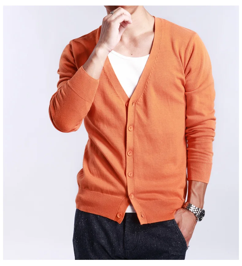

Addonee Spring And Autumn 2018 New Men's V-neck Cardigan Sweater Slim Sweater Thin Waist Wool Coat Genuine Men coat