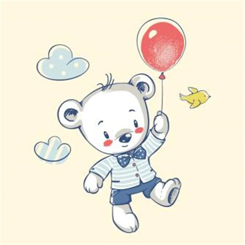 

Cartoon Street Icon Baby Kids Clothes 72MM Bear balloon Iron on transfer Printing Patches for clothing T-shirt Patch DIY Sticker