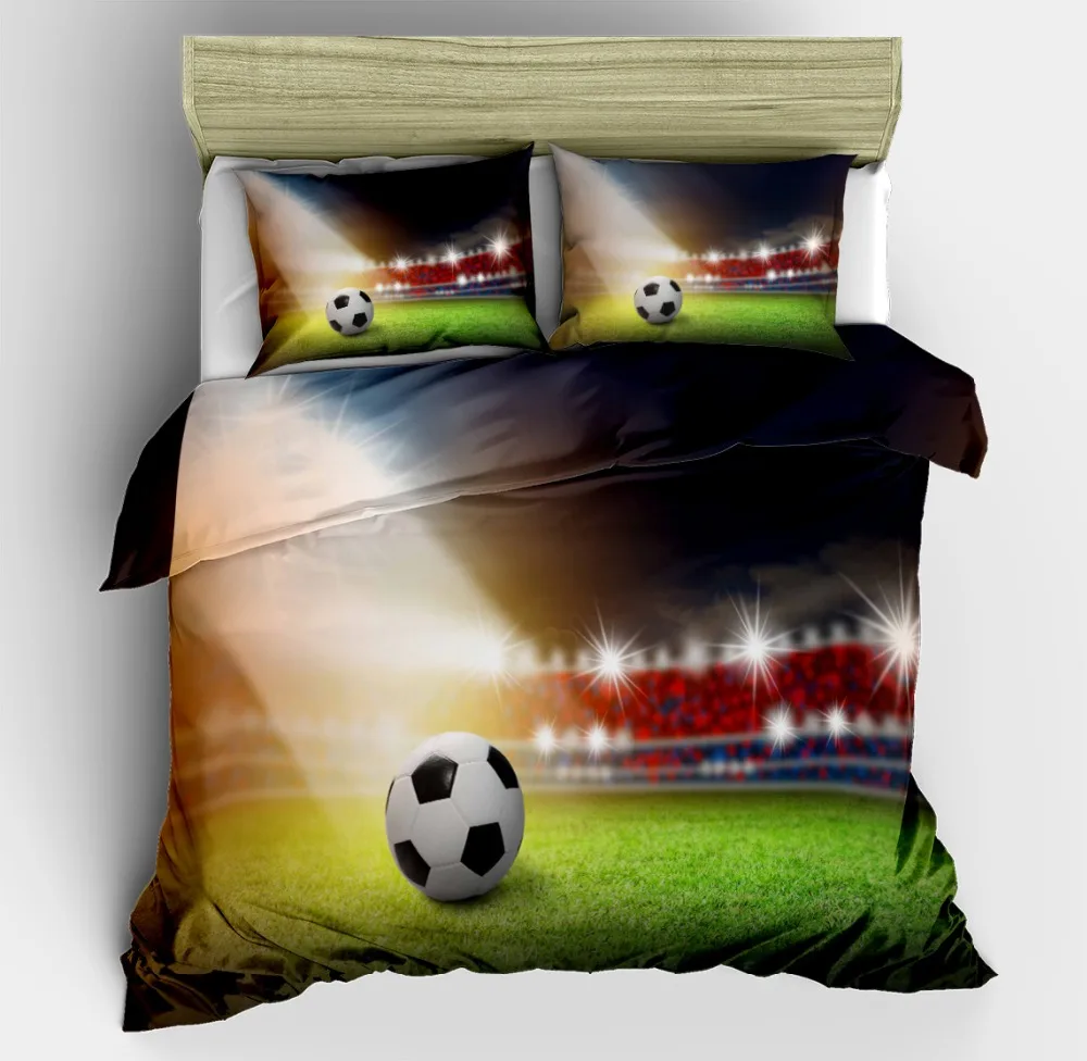 

3D Bed Set Basketball Team Duvet Cover Sets 2/3 PCS Football Bed Linen Set Sport Style Boys/Teens Bedding Set with 2 Pillowcase