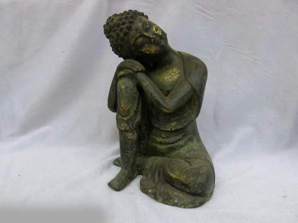 

DS China old bronze gild carved sculpture fine buddhism contemplator buddha Statue