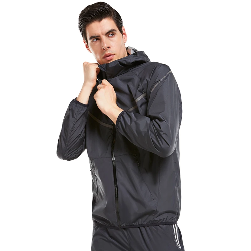 Hot Sweat Sports Running Jackets Men's Zipper Fitness Workout Tops Lose