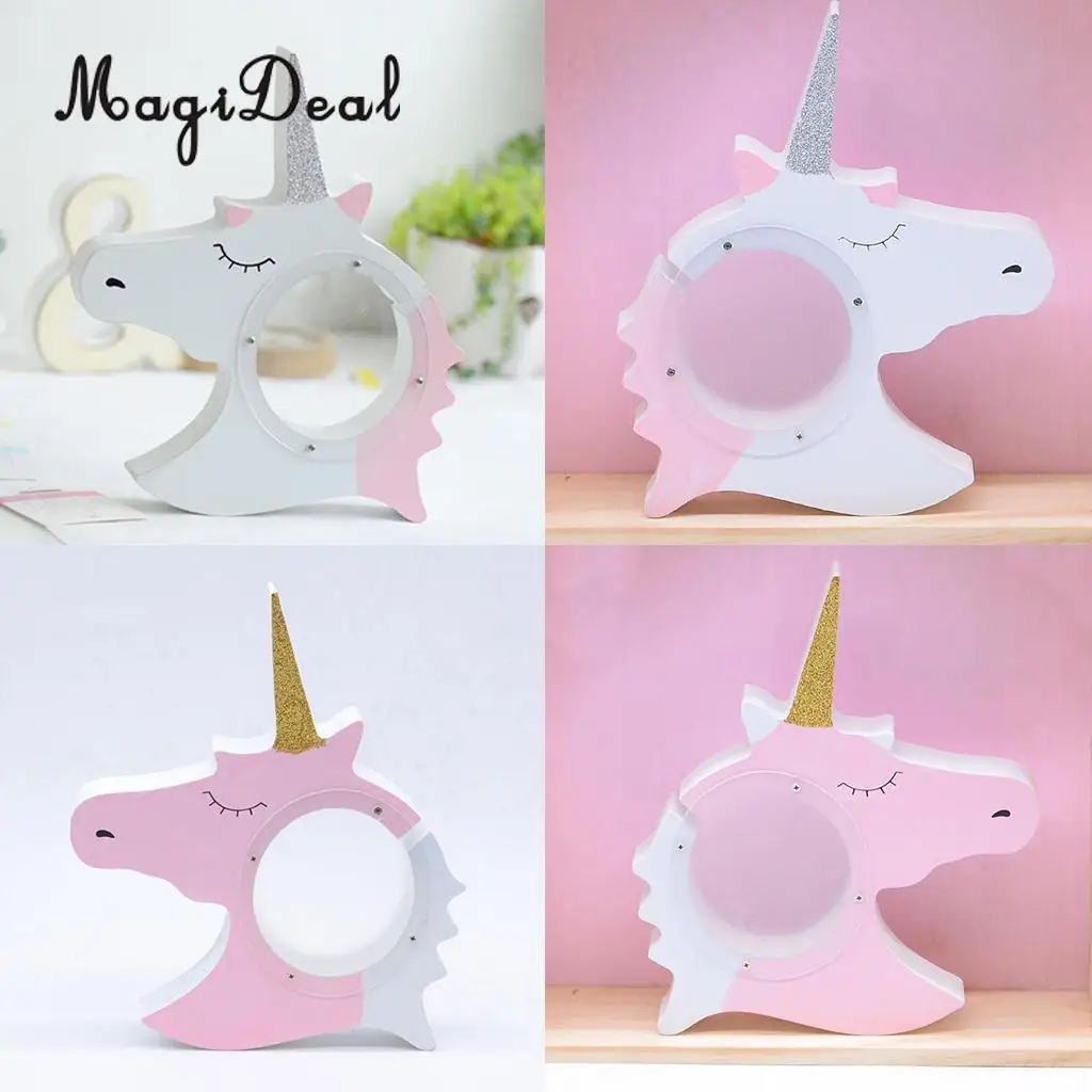 Cute Unicorn Style Baby Child Christmas Gift Wooden Cartoon Coin Bank Money Boxes Piggy Bank For Kids Birthday Gift Decor