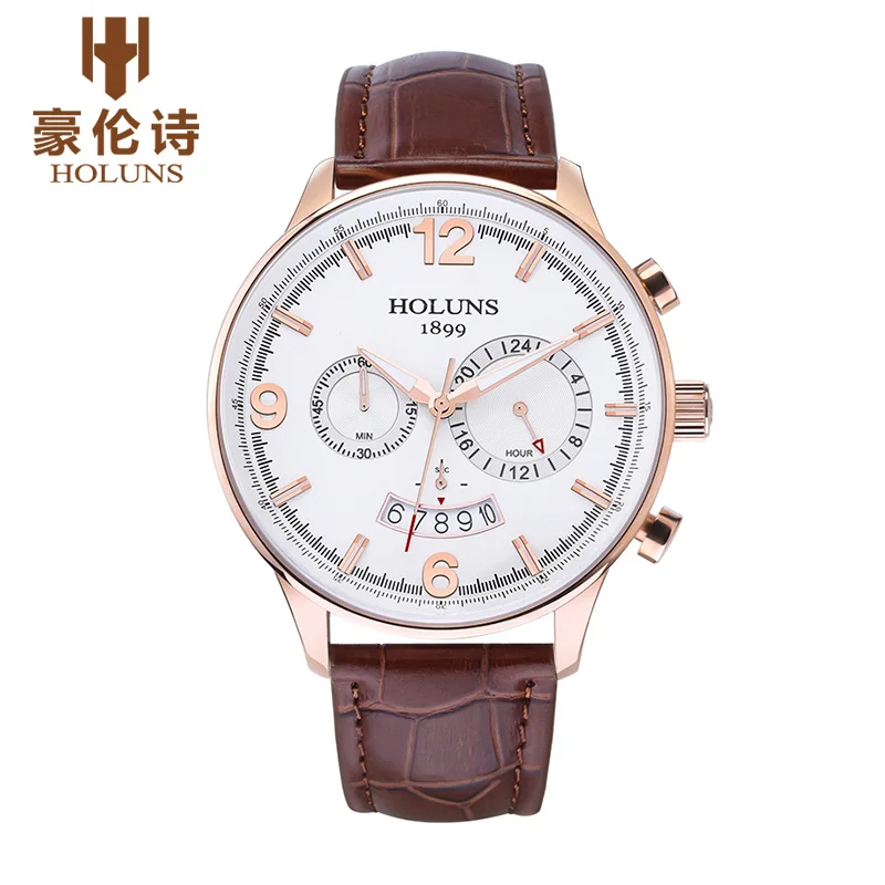 

HOLUNS Brand Watch Men Multifunction Chronograph Stainless Steel Quartz Watch Sport Clock Dress Business Relogio Masculino