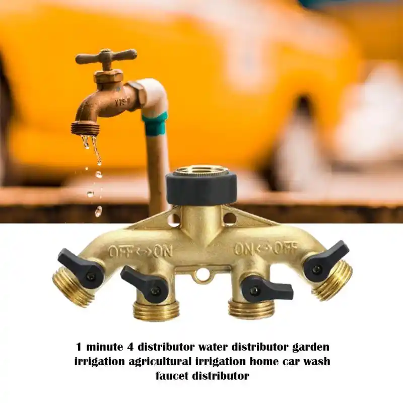 Garden 4 Ways Hose Splitters Valve With Brass Quick Connector