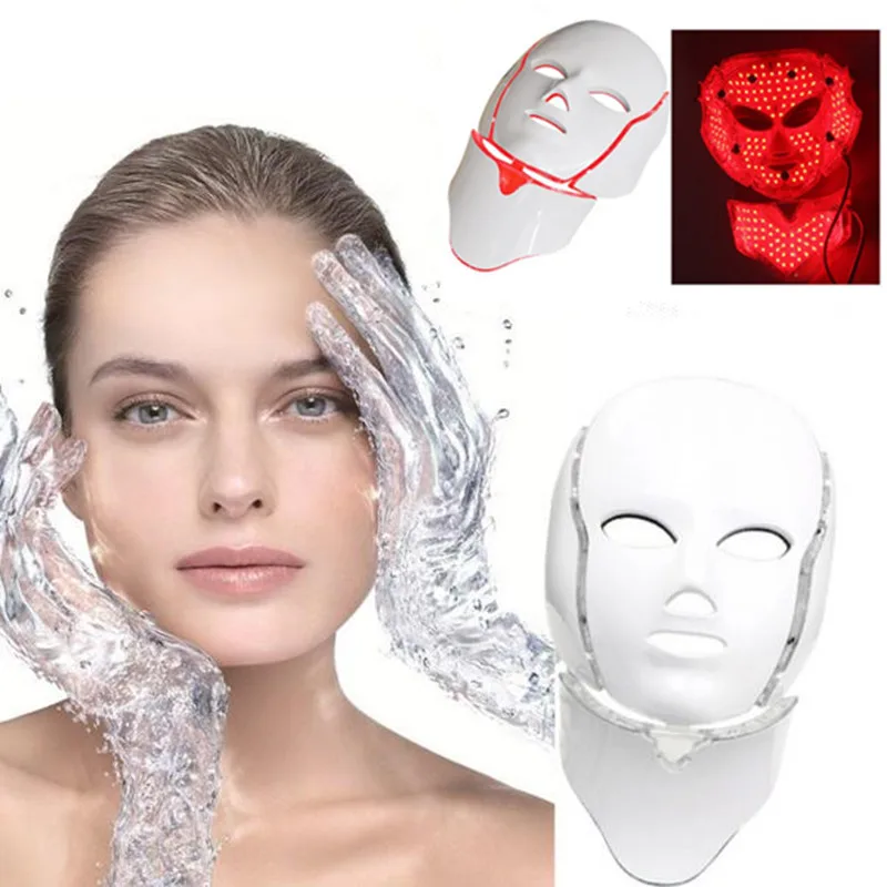 7 Colors Led Face Massager Photon Light Therapy Mask Face &Neck Mask With EMS Microelectronics