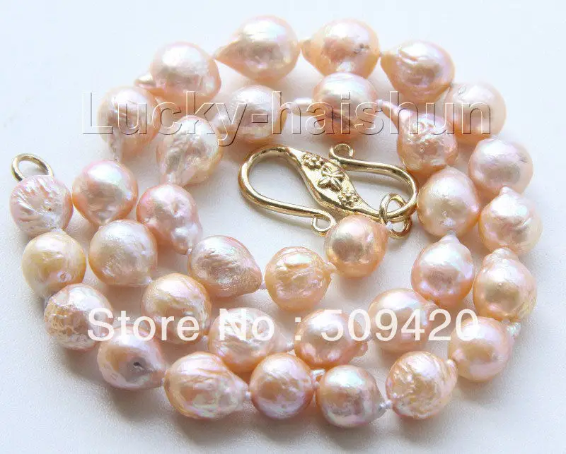 

Free Shipping17" 11mm baroque pink Reborn keshi pearls necklace