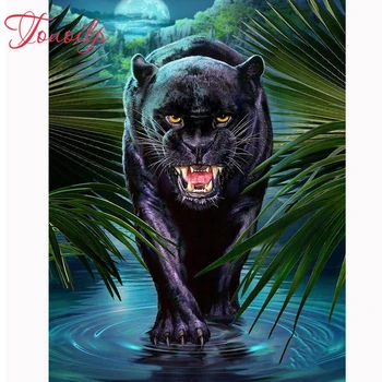 

TOUOILP Full Square/Round Diamond painting Drill 5D DIY Diamond"Black Panther" Embroidery Cross Stitch Mosaic Home Decor