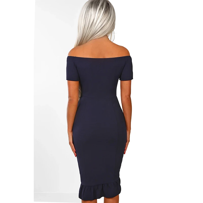 Женское летнее платье карандаш черное с коротким рукавом и оборками|female dress|midi