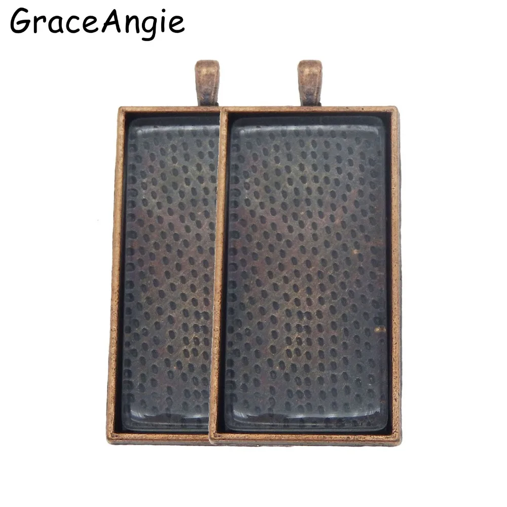 1set Pendant Trays + glass cabochon set Blank Base Large Cameo Tray Bezel Jewelry Accessories Cabochon |