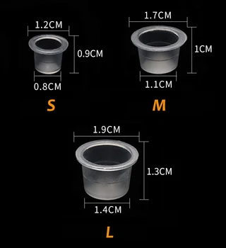 

S/M/L 100pcs Clear Plastic Disposable Microblading Tattoo Ink Cup, Permanent Makeup Holder Container Cap Tattoo Accessory