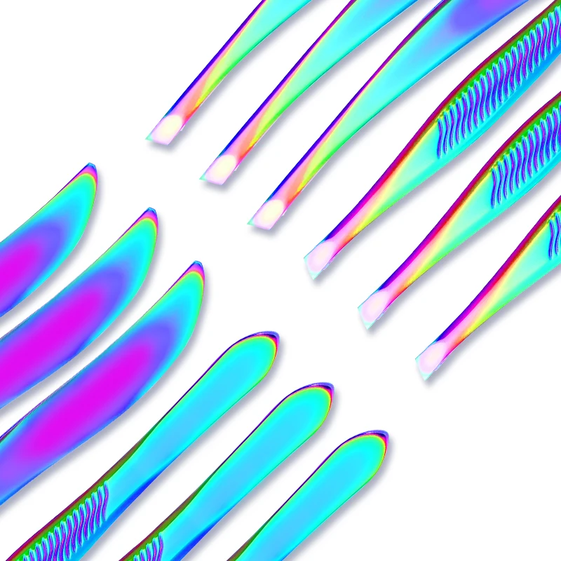 

Rainbow Nail Art Tweezers 3D Stickers Rhinestones Decoration Picker Stainless Steel False Eyelash Extension Makeup Tools