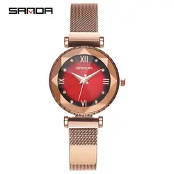 SANDA модные новые женские модные часы reloj mujer женские часы роскошные часы с бриллиантами Дата часы женские часы из розового золота