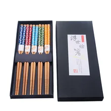 5 Teile/los Bambus Koreanische Stäbchen rutschfeste Stäbchen Lange Griff Erwachsene Japan Stil Bambus Stäbchen Holz Sticks für Lebensmittel