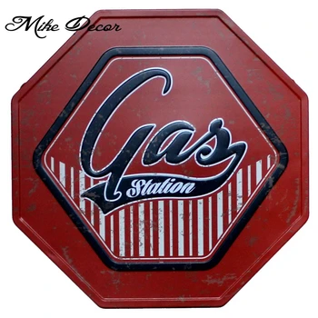 

[ Mike Decor ] Gas Station Public painting Retro Gift Craft Irregular sign Garage decor YB-813 Mix order