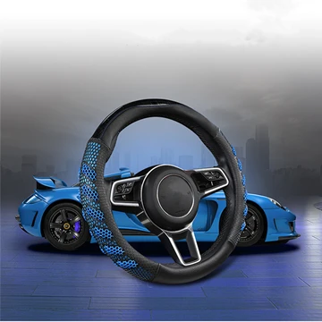 3D кожаный силикагель крышка рулевого колеса автомобиля дает вам удобный вождения прочный дышащий авто аксессуары для интерьера - Название цвета: Синий