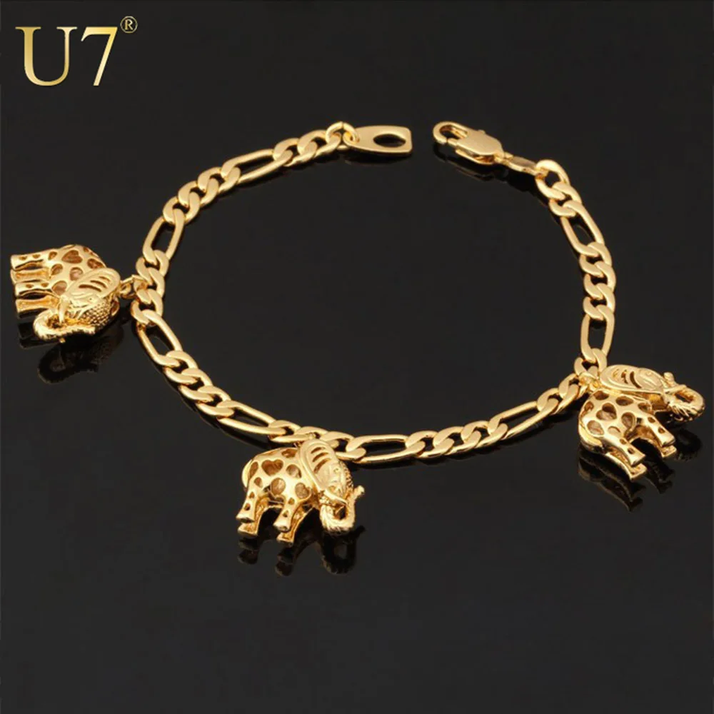 U7 Charm elephant Bracelets For Women Fashion Jewelry Trendy Gold
