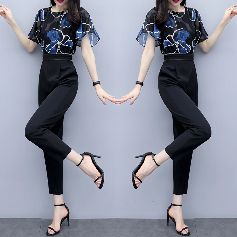 

Chiffon Stitching Combinaison Femme Overalls Female Summer Clothes For Women Trendy Macacao Feminino Rompers Womens Jumpsuit