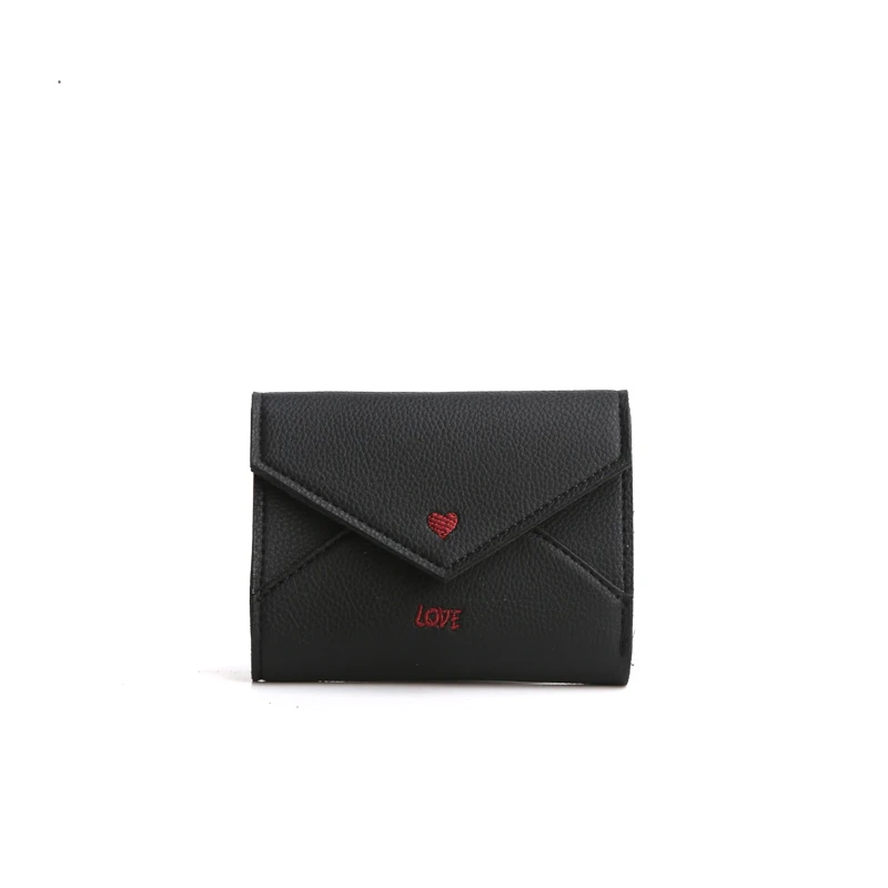 Женский короткий кошелек из ПУ кожи с сердечками|money bag|leather women walletfashion wallets |