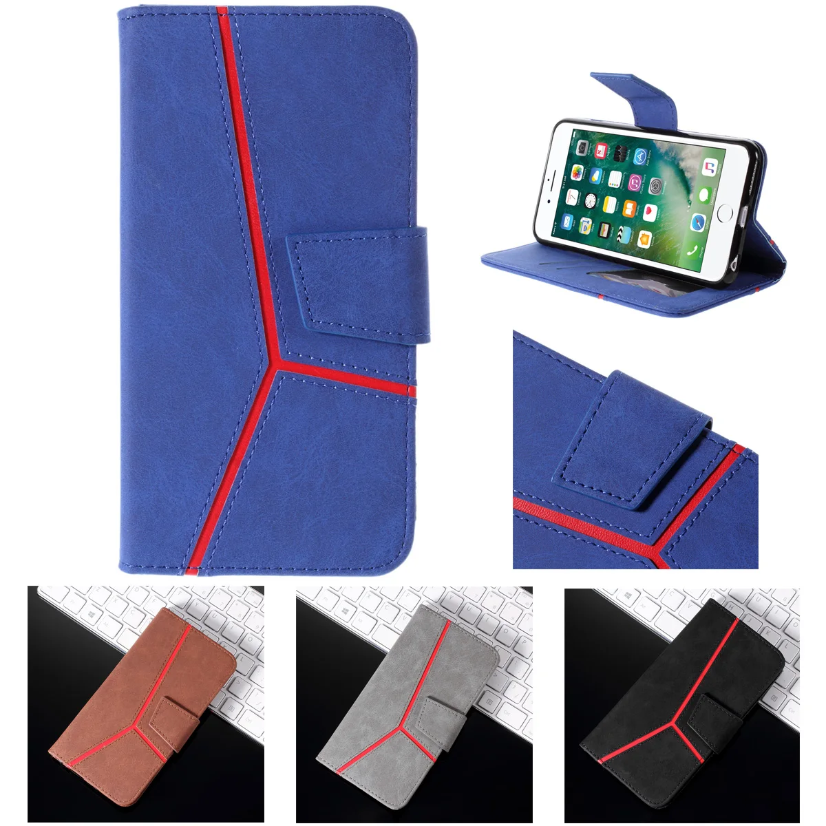 

For Iphone 6 6S Leather Vintage Wallet Phone Case for IPhone 5 5S SE Luxury Cover IPhone 6 6Splus I6 I5 i6s Splice Stander Case