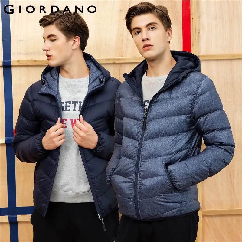 Giordano Men Down Jacket Hooded Reversible Down Jacket2017 Winter Brand