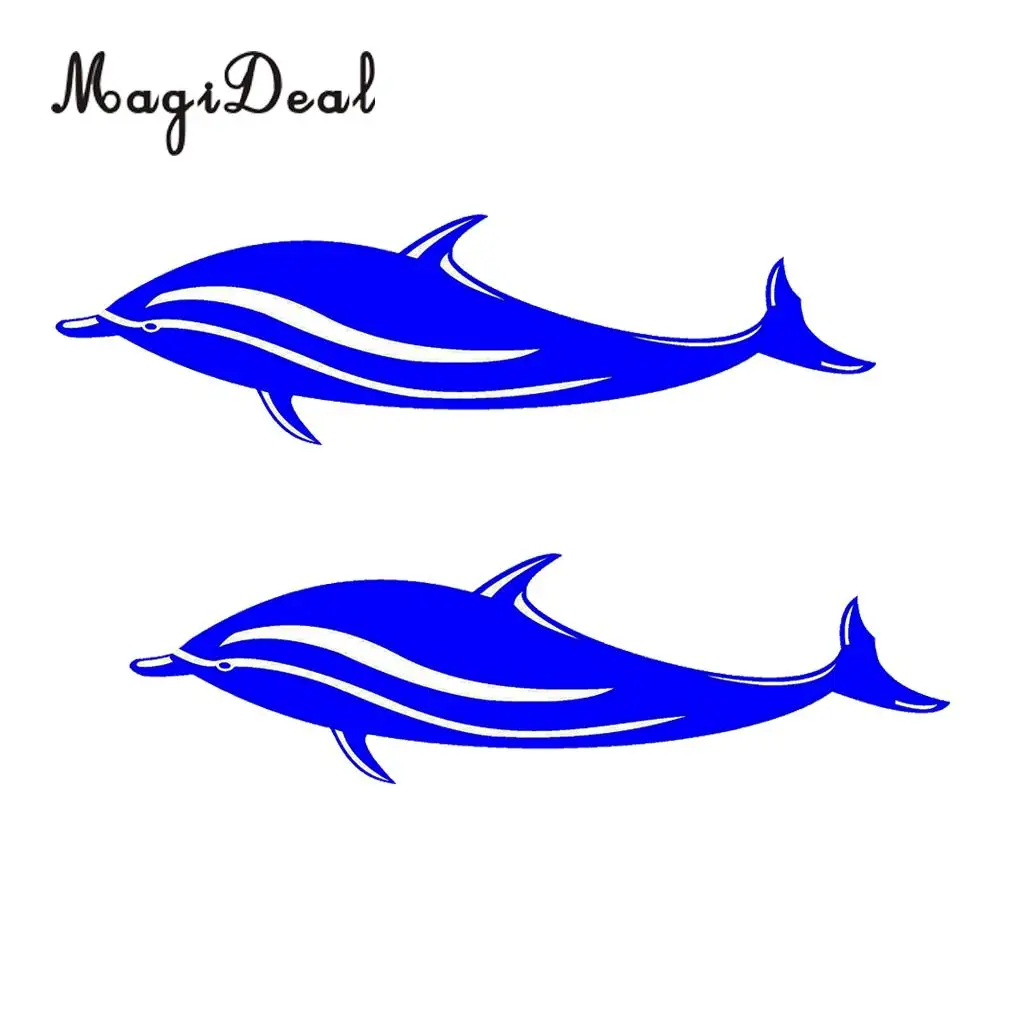 MagiDeal Hot Sale 2Pcs Blue Dolphin Vinyl Decals Stickers for Kayak Canoe Boat Car Surfboard Window Laptops Walls Kayak Stickers