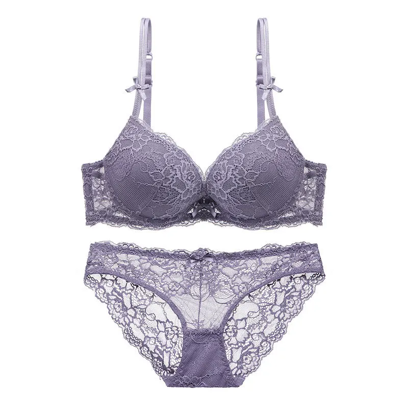French Underwear Women Bra Set Sexy push up Lingerie Set Transparent Lace Bras For Women Lace