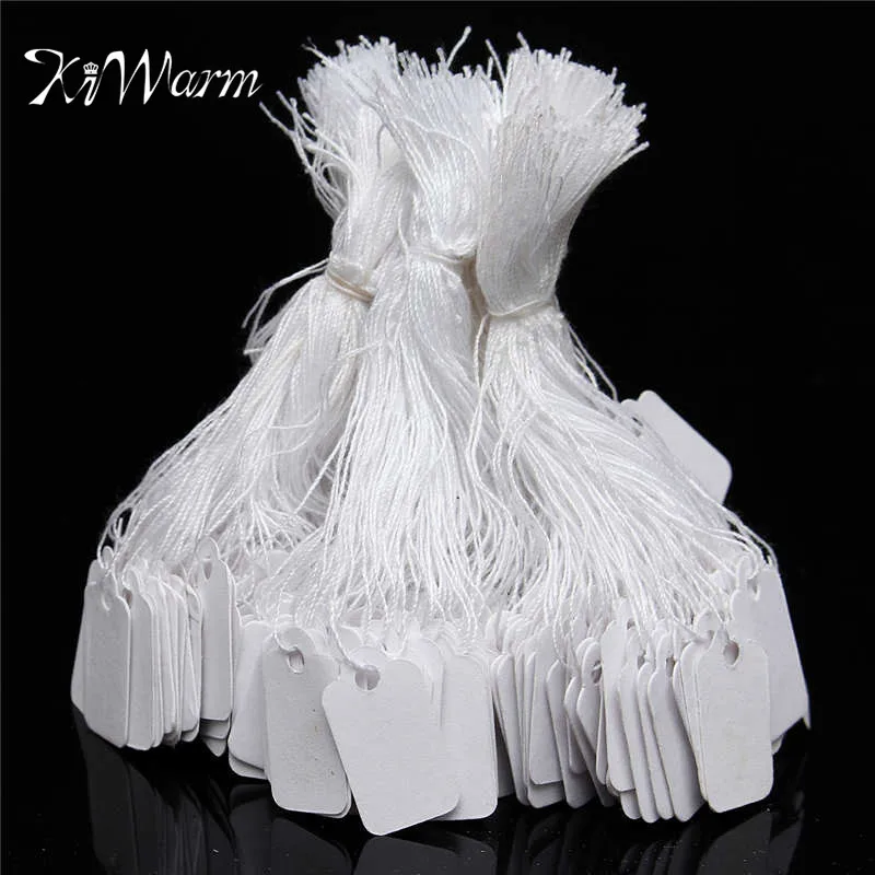 

Kiwarm Wholesale 500Pcs/Pack White Strung Jewellery Tags Price Ticket Garment Tags Label Retail Clothing Gift 24x14mm