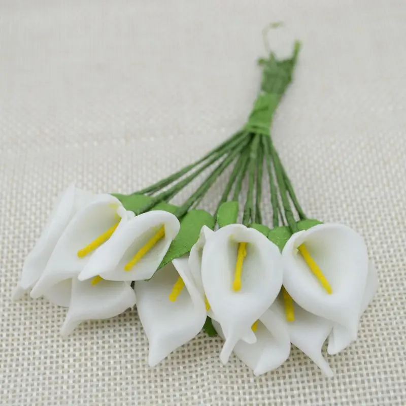 2,5 см дешевый искусственный цветок пенный цветок Моделирование бумажные каллы цветок Моделирование цветы 72 шт./лот - Цвет: white