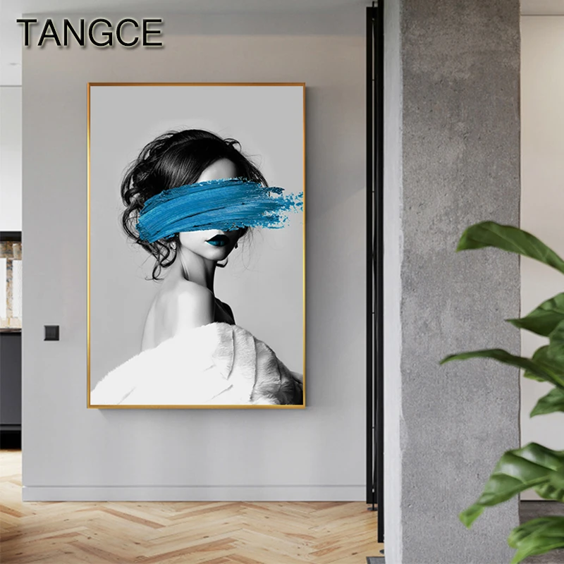 

Abstract Bright Paint Canvas Painting Fashion Girl Print Poster Wall Art Cuadros for Living Room Tableau Decoration Salon Modern