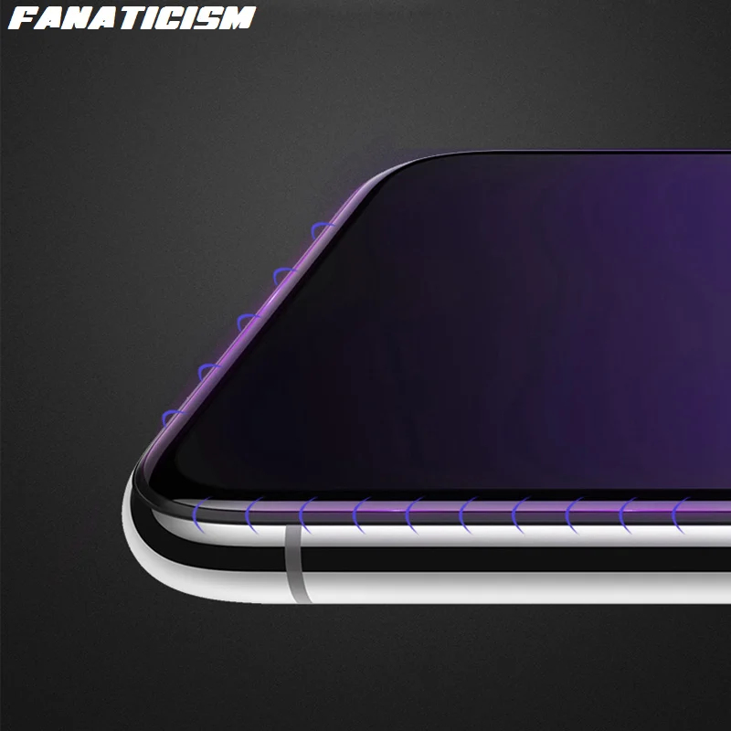 100pcs 9D Full Cover Tempered Glass For iPhone 6 7 8 Plus Anti-Blue Purple Light Screen Protector For iPhone11 Pro XR XS Max