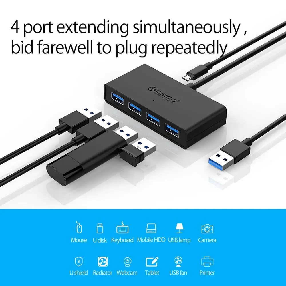 Высокоскоростной 4 портовый Концентратор ORICO с USB 3 0 порт микро концентратор для