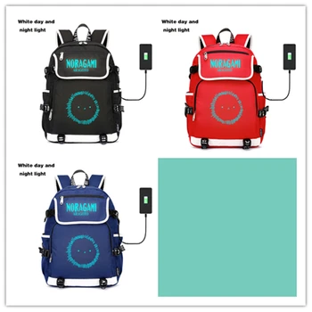 

Anime Noragami Logo Luminous Backpack New USB Travel Bags Leisure Laptop bag Teenagers Student's School Bag
