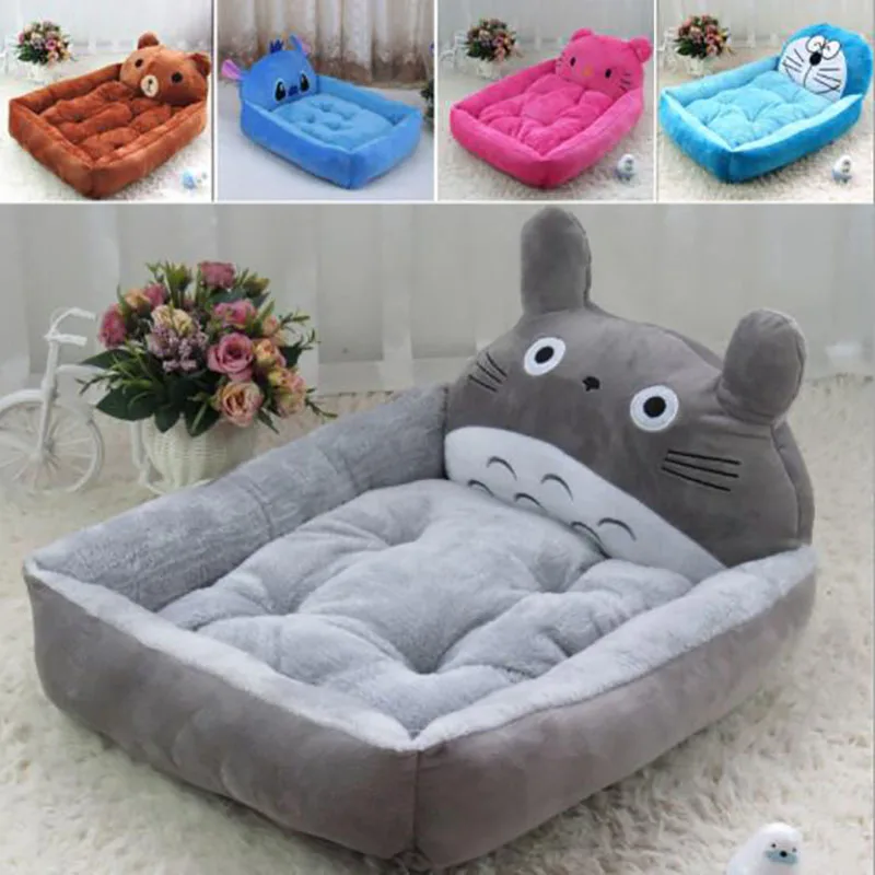 cheap Cartoon Totoro Stitch Pet Dog Mat Teddy Home Winter Warm Kennel Cat House Nest Cute Animal Removable Pet Blanket Sofa Mats