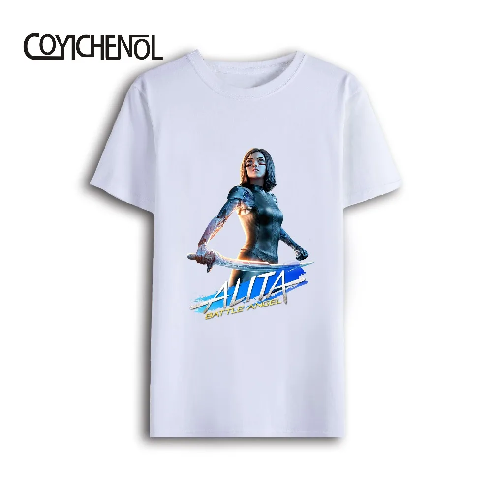 Модные модельные Топы Alita: Battle Angel с забавным дизайном футболка надписью и круглым