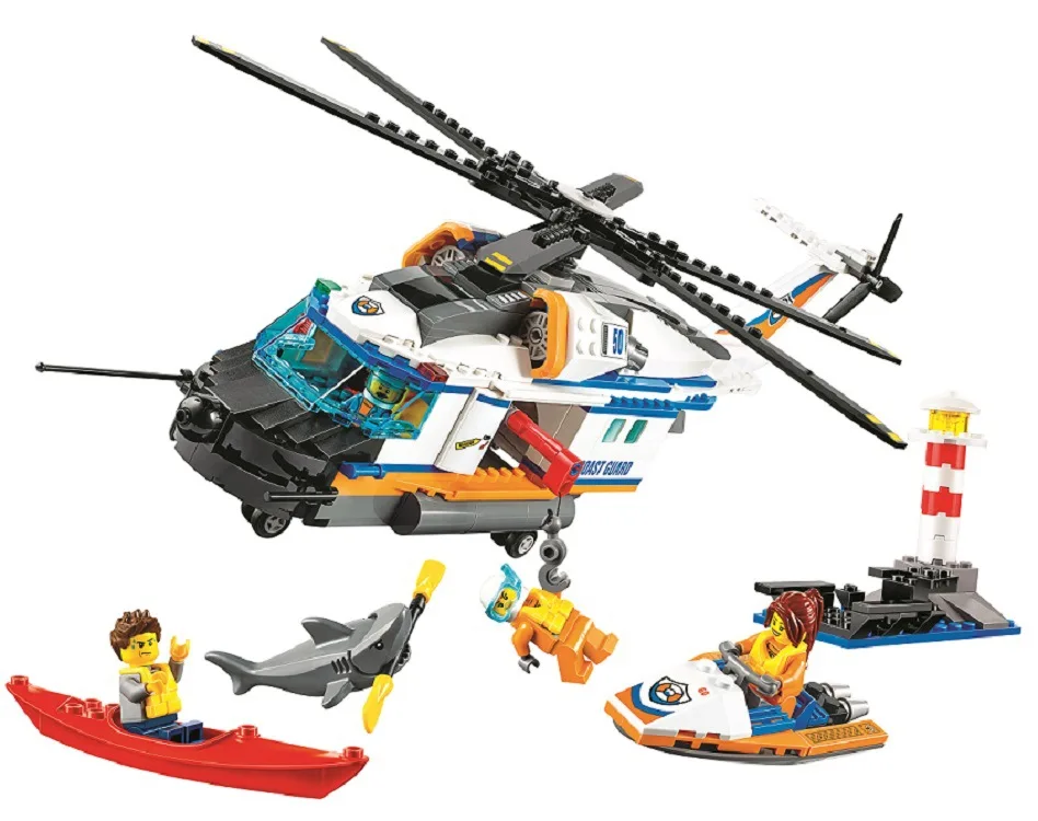 

448pcs City Coast Guard Heavy-Duty Rescue Helicopter building blocks DIY Educational bricks toys for children 60166