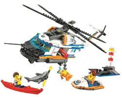 448 шт. городской береговой охраны сверхмощный спасательный вертолет строительные блоки DIY Развивающие Кирпичи игрушки для детей 60166