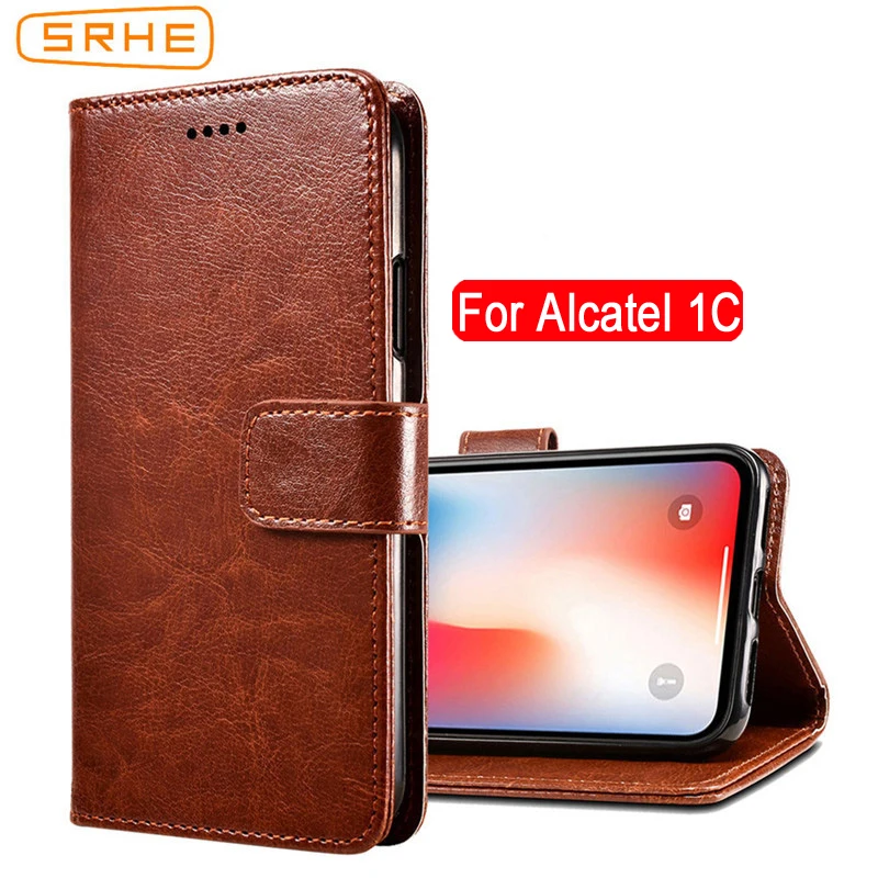 

SRHE For Alcatel 1C Case Cover Flip Luxury Leather With Magnet Wallet Case For Alcatel 1C 5009A 5009D