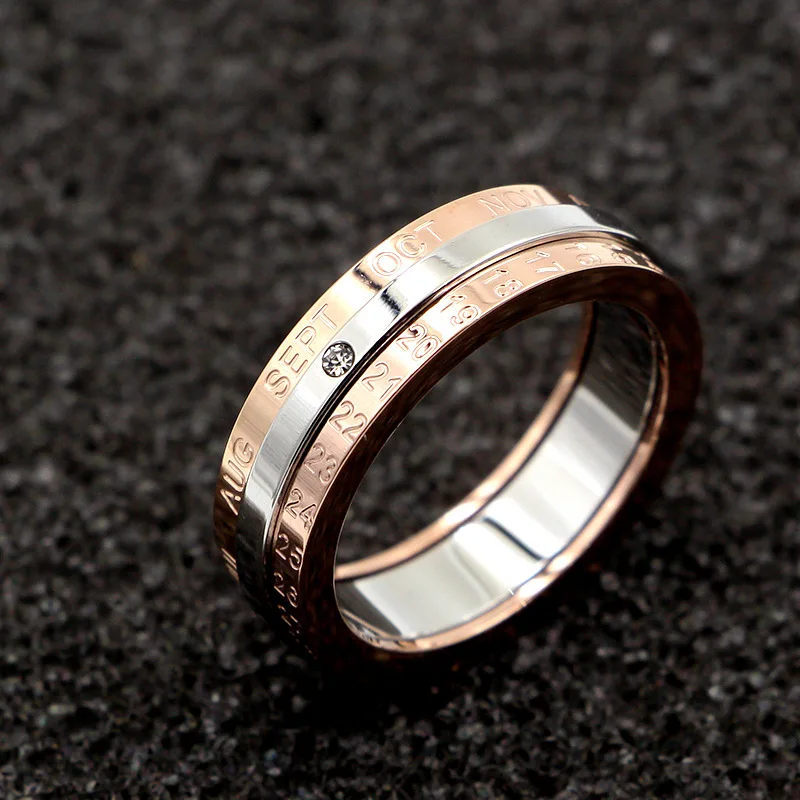 Кольцо женское из нержавеющей стали розовое золото|fashion rings women|ring womenrotating ring |