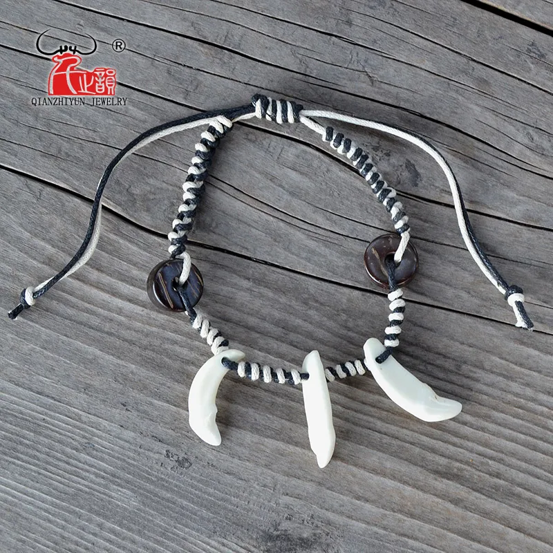 YS007 Natural bone punk bracelet wood beads bracelet men