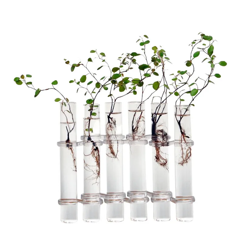 6 стеклянных трубок в форме Висячие емкости для гидропоники Цветочная ваза Террариум контейнер ручной работы в форме трубки прозрачная ваза для растений для дома Dec - Цвет: As Shown